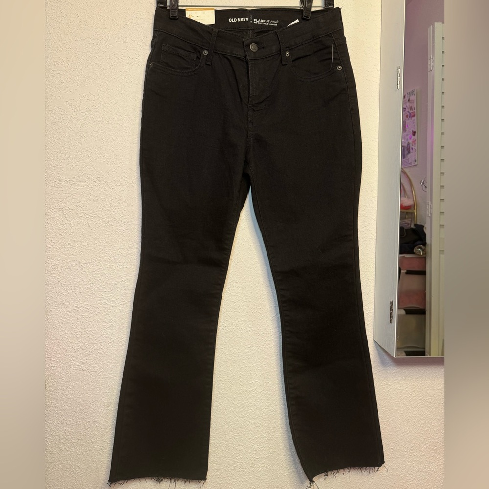 NWT Old Navy Higher High Rise Flare Jeans Black Jack Size 4